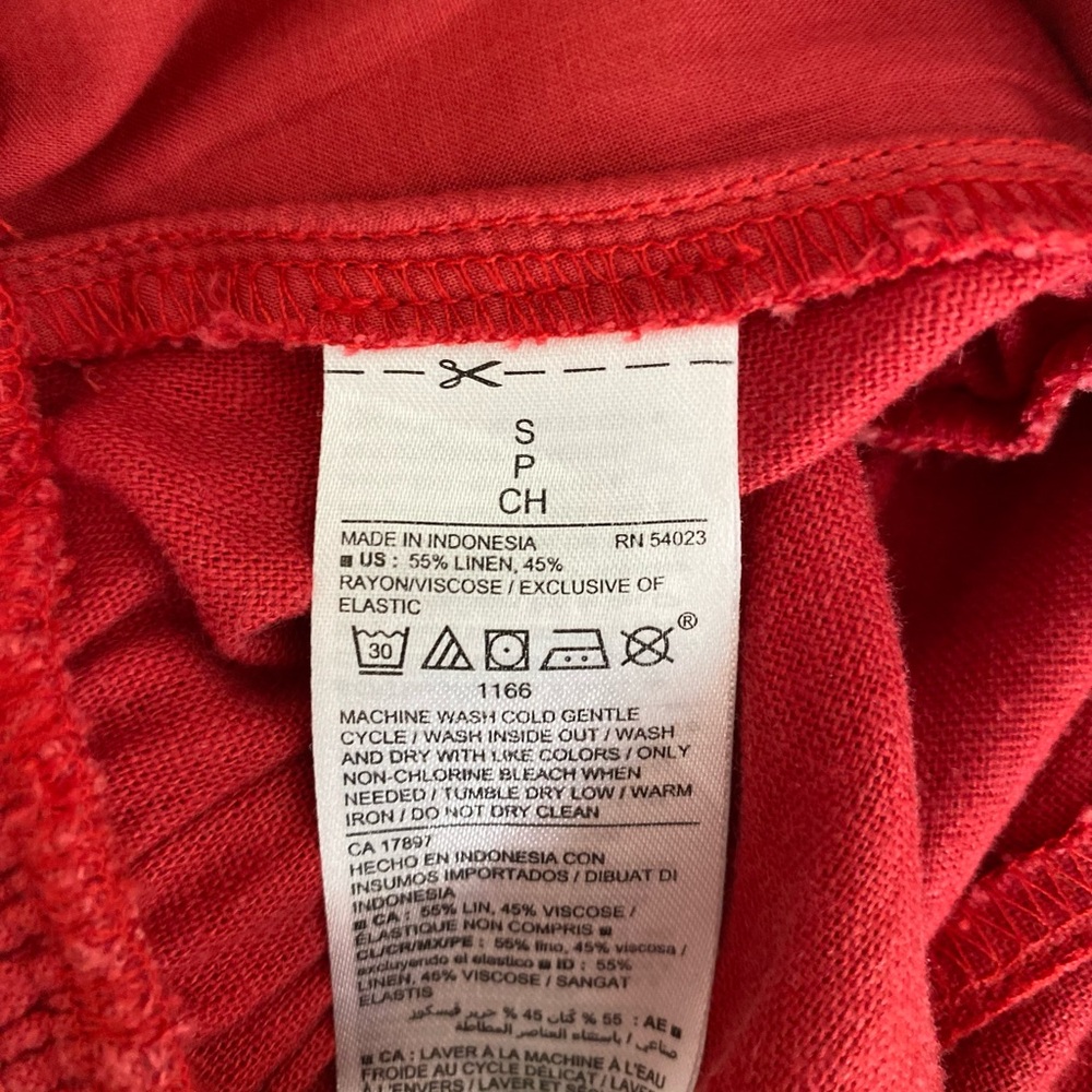 Old Navy Linen Blend Red Jumpsuit Smocked Back Wide Leg Size Small - Picture 5 of 6